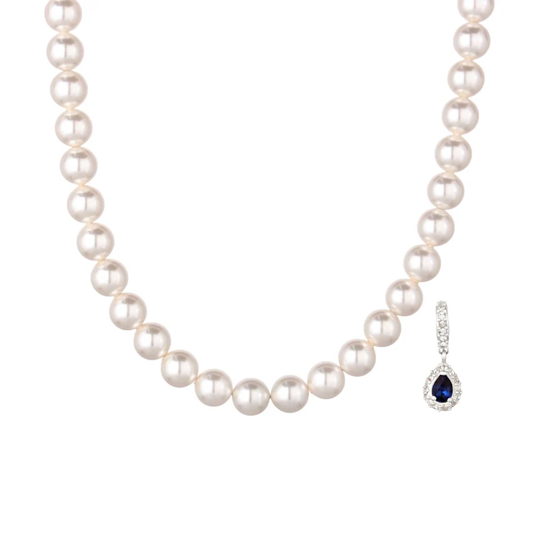 Halskette | Mit Perlen & Kristallen von Swarovski® (Dunkelblau & Weiß)