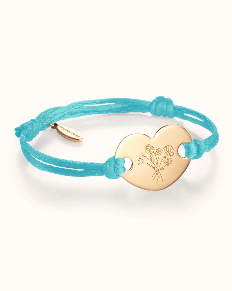 Geboortebloem Boeket Heart Armband - Verguld - Gepersonaliseerde Armband