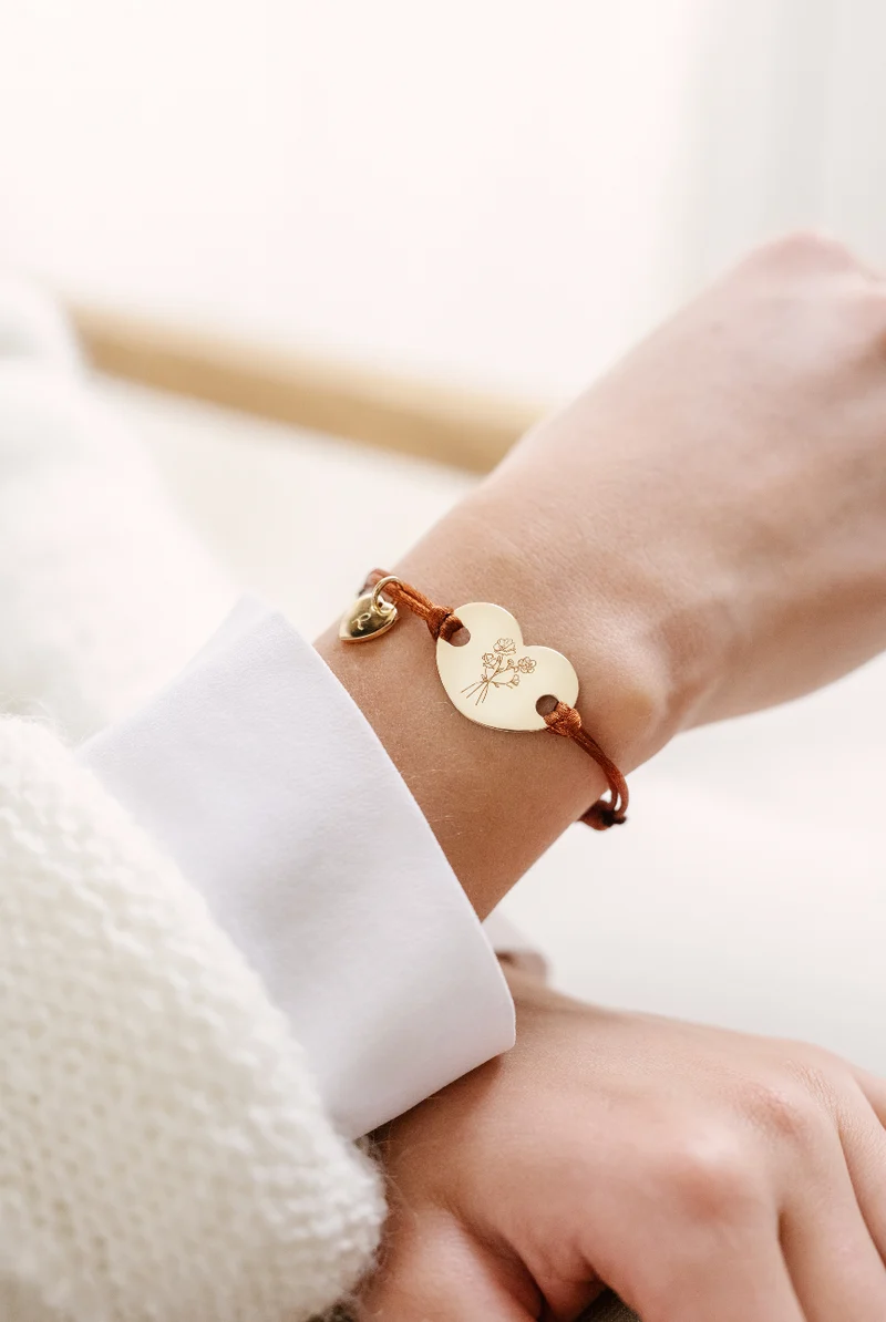 Geboortebloem Boeket Heart Armband - Verguld - Gepersonaliseerde Armband