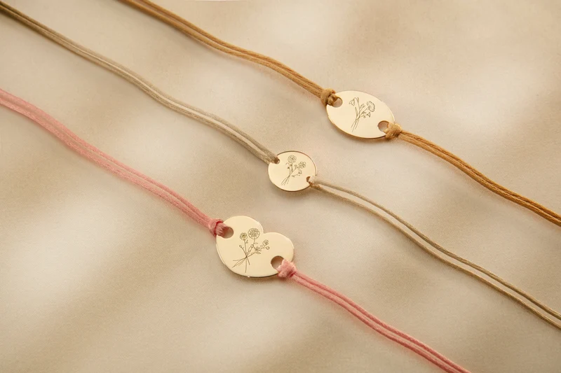 Geboortebloem Boeket Heart Armband - Verguld - Gepersonaliseerde Armband