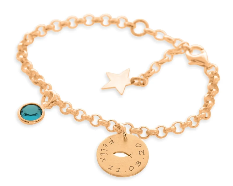 Tauffisch Armband Gravur rosé vergoldet Kommunion Taufe