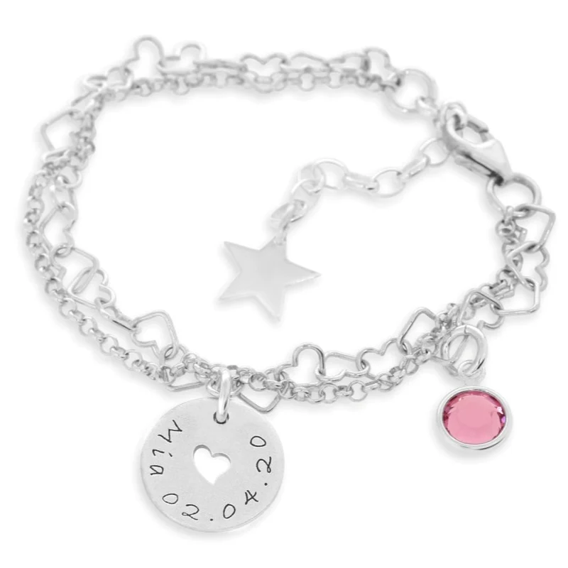 Namen Armband Herz Gravur 925 Silber Schmuck Damen Kinder