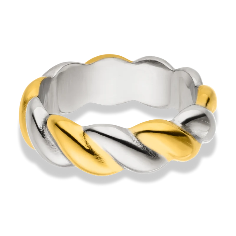 Twisted Bi-Color Ring 14 Vergoldet