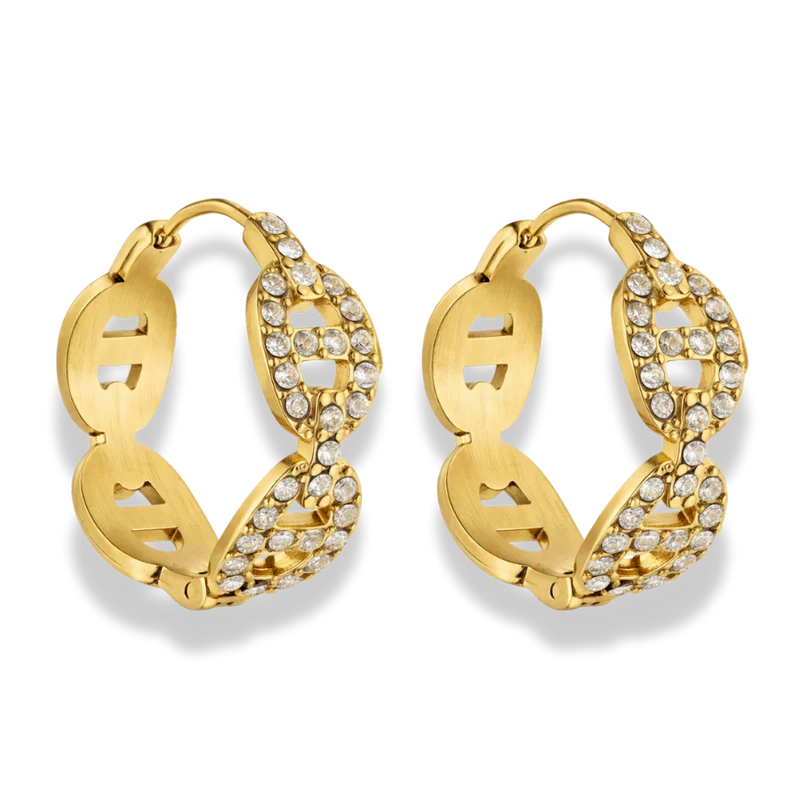Pave Flow Deluxe Huggie Ohrringe 14K Vergoldet