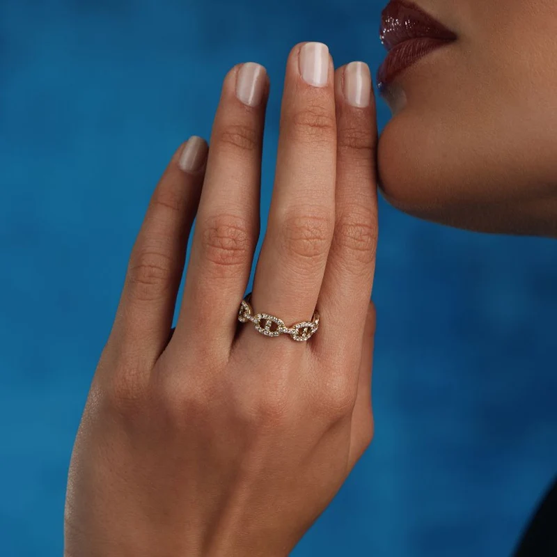 Pave Flow Deluxe Ring 14K Vergoldet