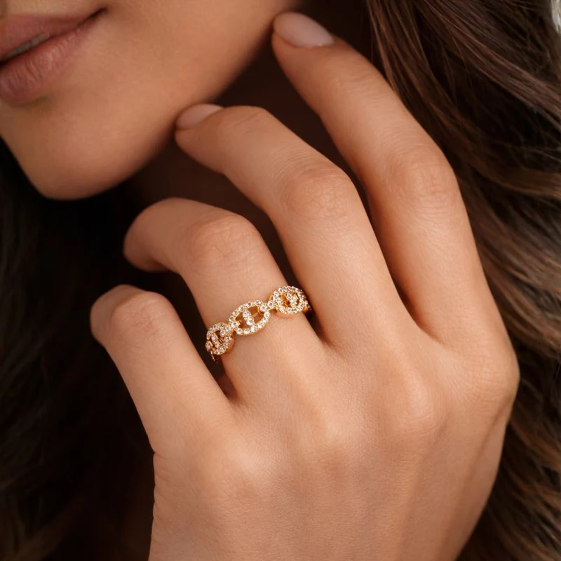 Pave Flow Deluxe Ring 14K Vergoldet