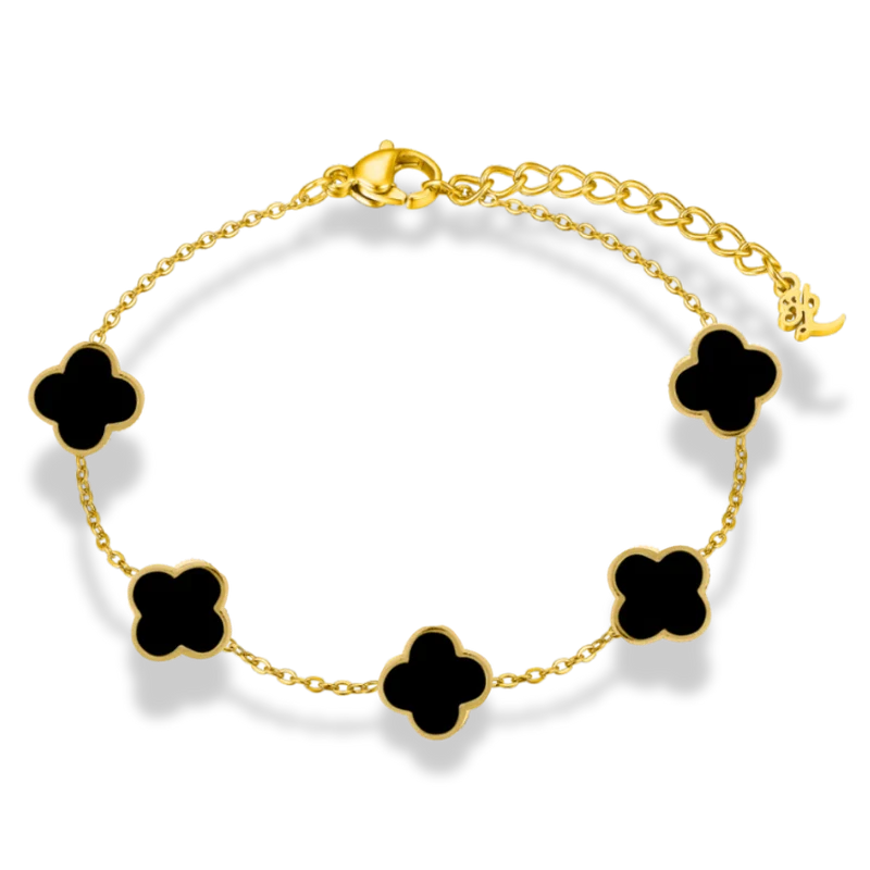 Mini Noir Lucky Leaf Abbaddon Armband 14K vergoldet