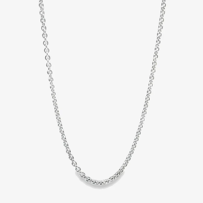 Silver Squared Curb Chain Necklace, 50cm