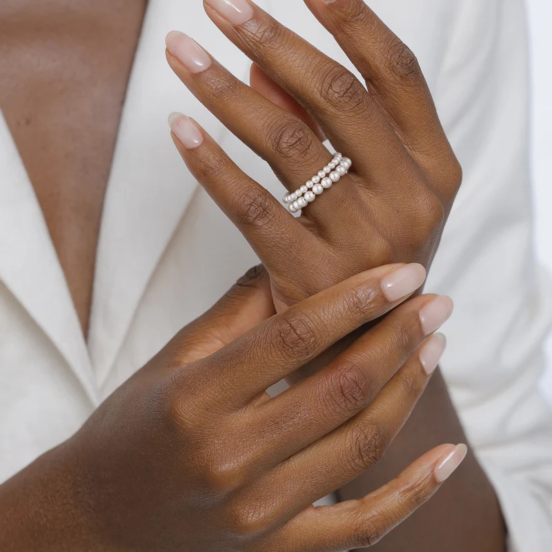 Ringset | mit Perlen von Swarovski® (Weiß)