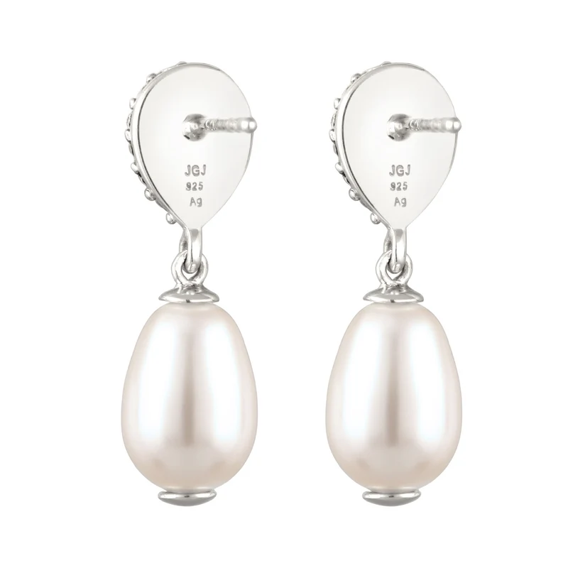 Ohrstecker Tropfen | Mit Perlen und Kristallen von Swarovski® (Weiß, Blau)