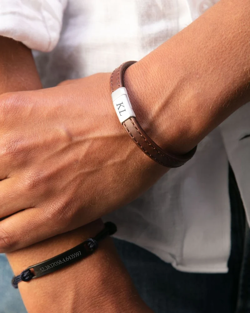 Mannen Bar Armband met naam - Gepersonaliseerde Heren Armband
