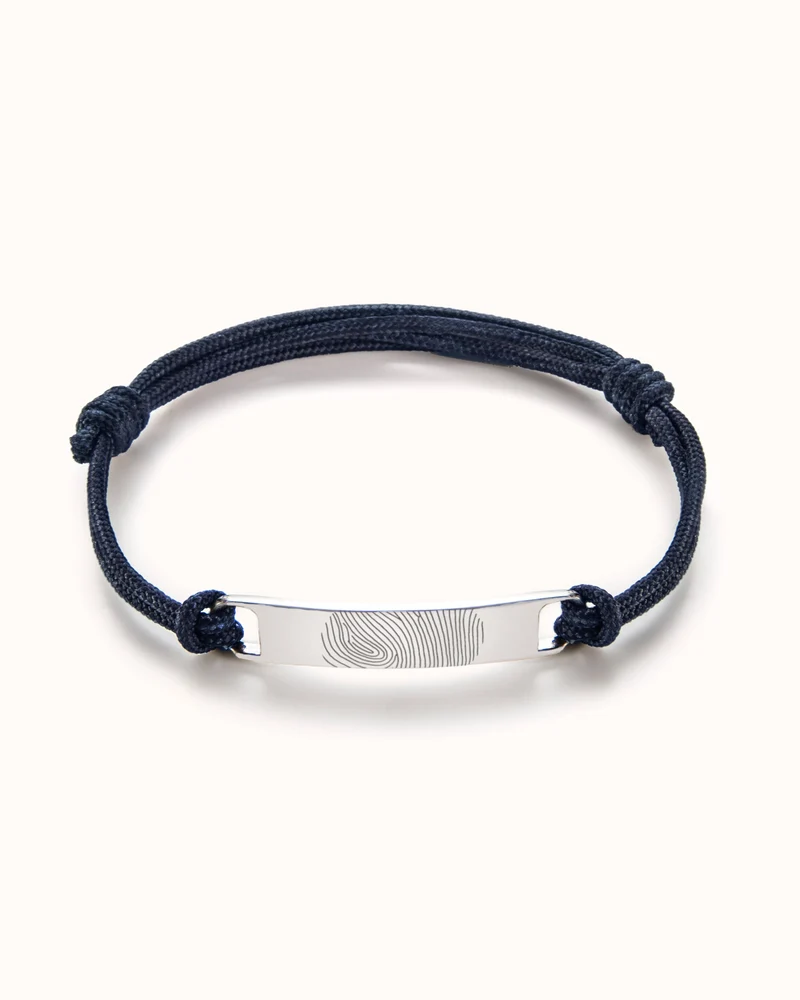 Mannen Bar Armband met vingerafdruk - Zilverkleurig staal - Gepersonaliseerde Heren Armband