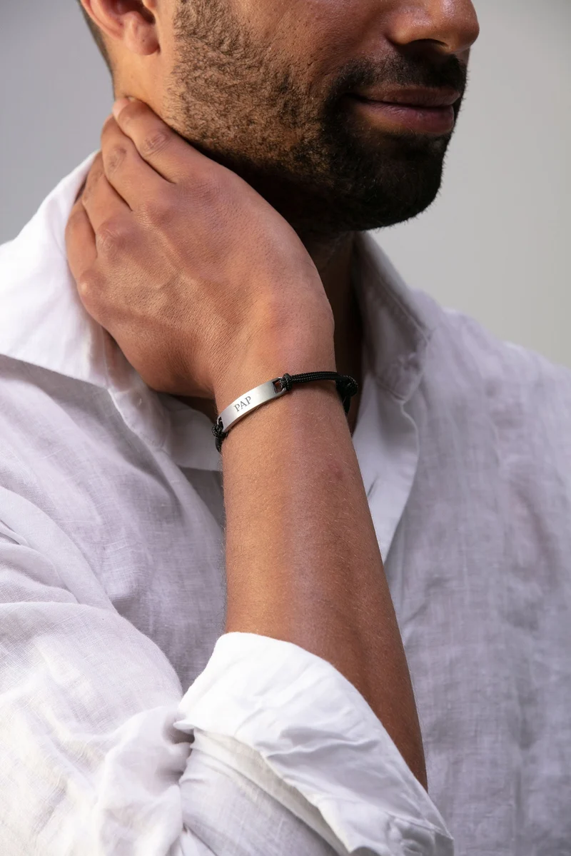 Mannen Bar Armband met vingerafdruk - Gepersonaliseerde Heren Armband