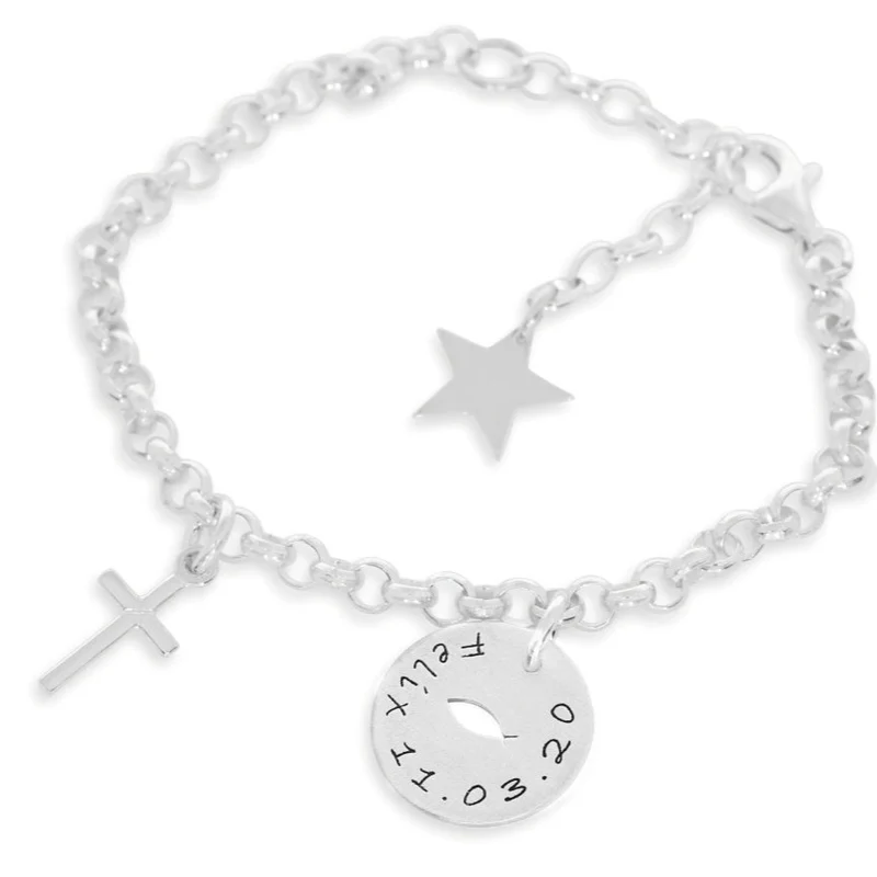 Taufarmband Gravur Name Silberarmband Kinder 925 Silber