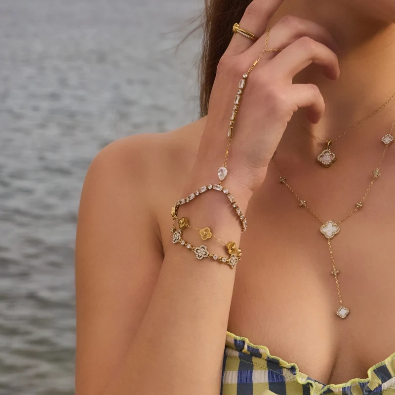 Mini Golden Lucky Leaf Abbaddon Armband 14K Vergoldet