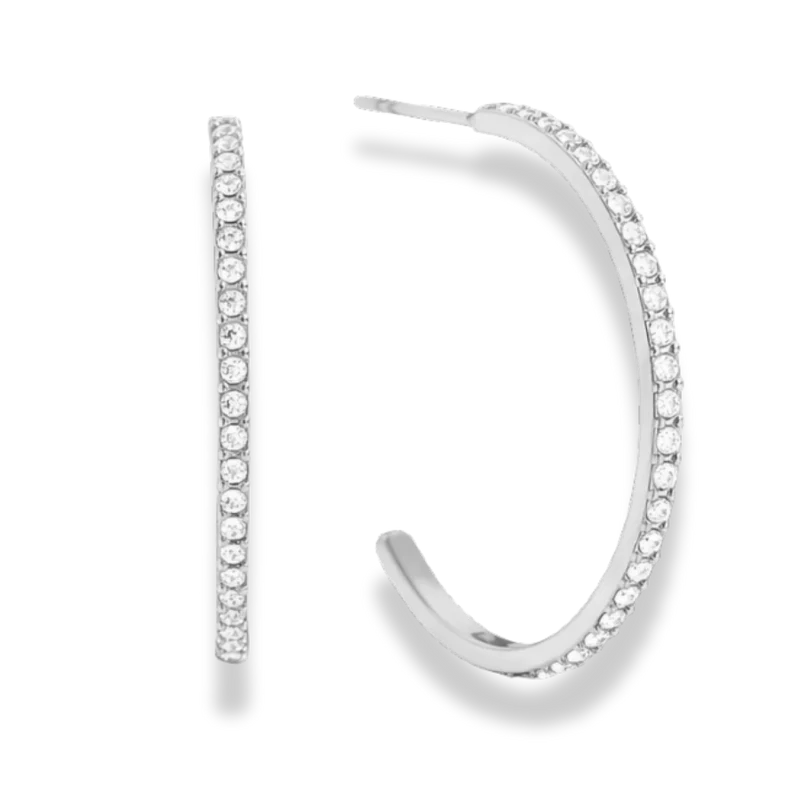 Simple Pave Hoop Ohrstecker 14K Vergoldet