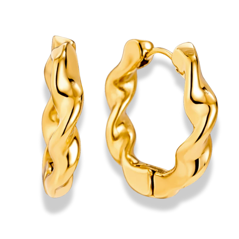 Bold Twirl Huggie Hoop Ohrringe 14K Vergoldet