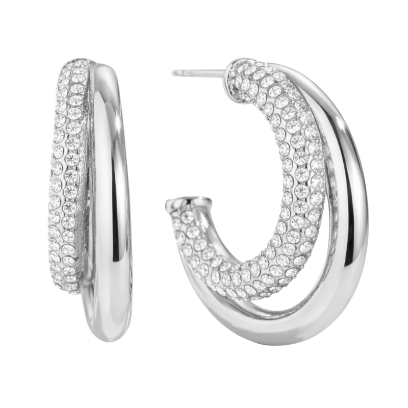 Bold Double Pave Ohrstecker 14K Vergoldet
