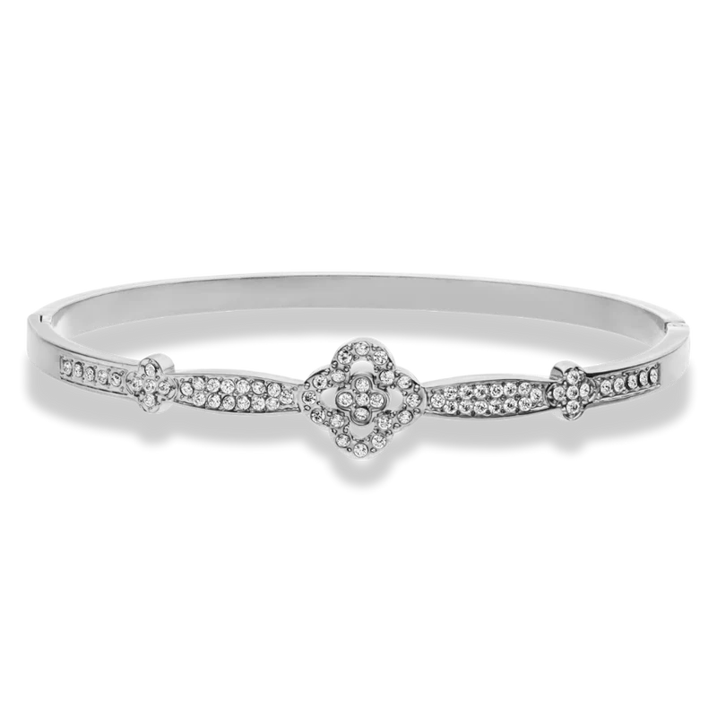 Crystal Pave Flower Armreif 14K Vergoldet