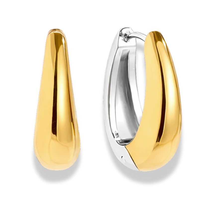 Chunky Bi-Color Hoop Ohrringe 14Karat Vergoldet