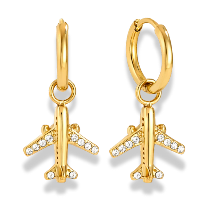 Tiny Pave Plane Huggie Hoops 14K Vergoldet