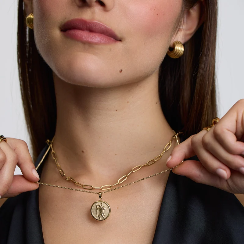 Gold St. Christopher Talisman Necklace
