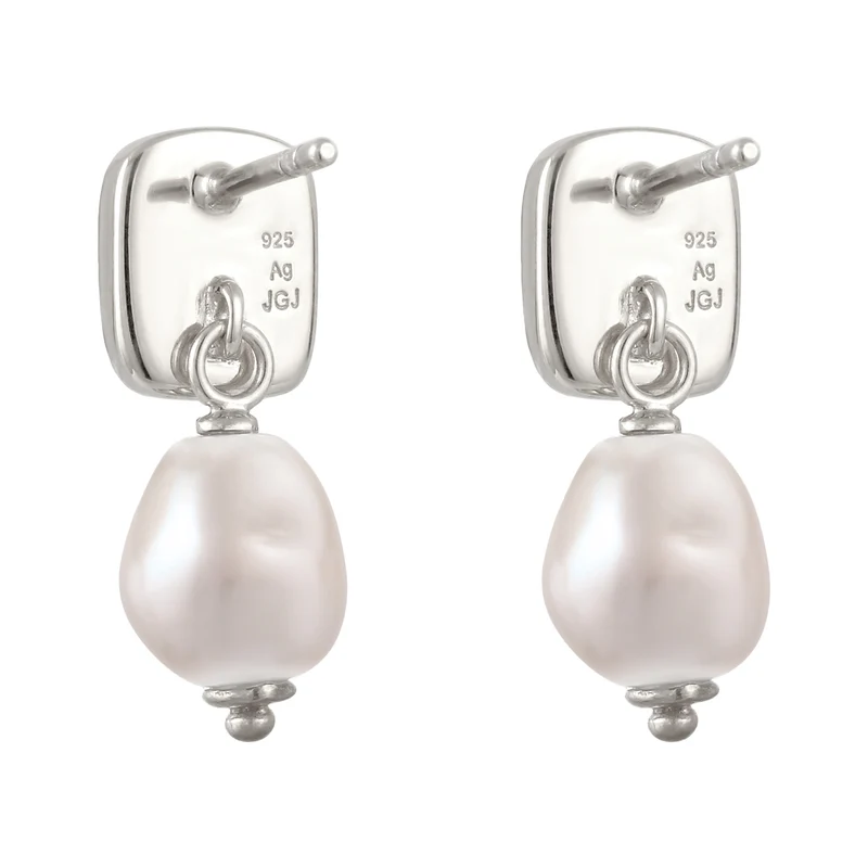 Ohrstecker Plättchen | Mit Perle und Kristallen von Swarovski® (Weiß)