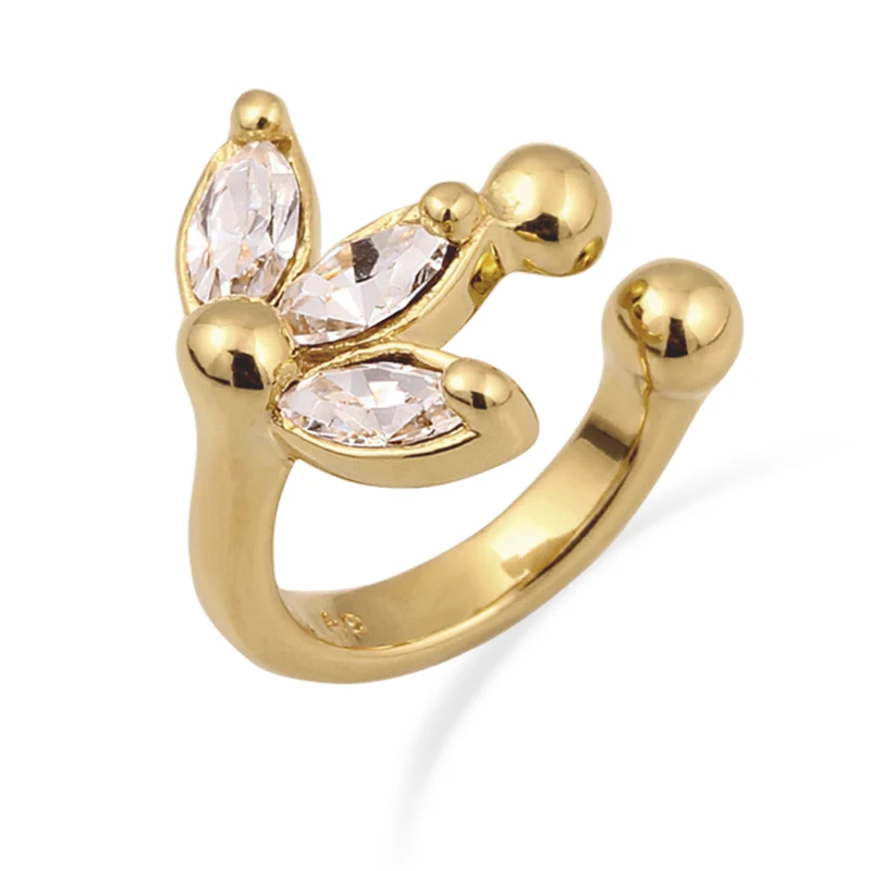 Earcuff Blume | Mit Kristallen von Swarovski® (Weiß)