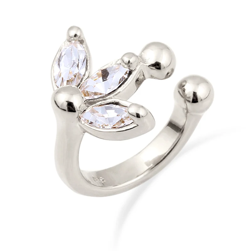 Earcuff Blume | Mit Kristallen von Swarovski® (Weiß)