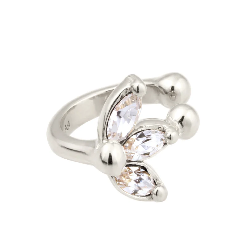 Earcuff Blume | Mit Kristallen von Swarovski® (Weiß)