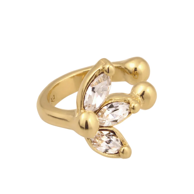 Earcuff Blume | Mit Kristallen von Swarovski® (Weiß)