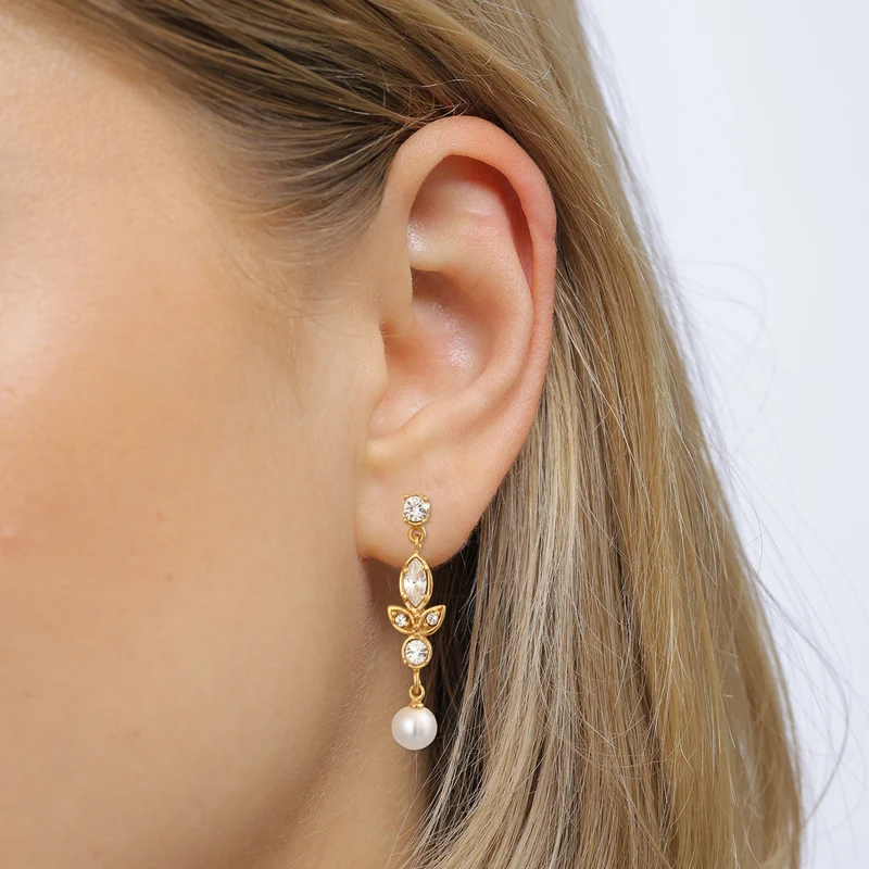 Ohrstecker | mit Perlen und Kristallen von Swarovski® (Weiß)
