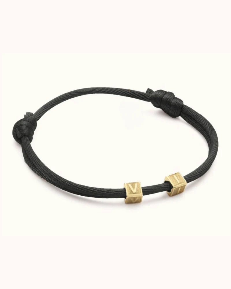 Mannen Initial Cube Armband - Goudkleurig staal - Gepersonaliseerde Heren Armband