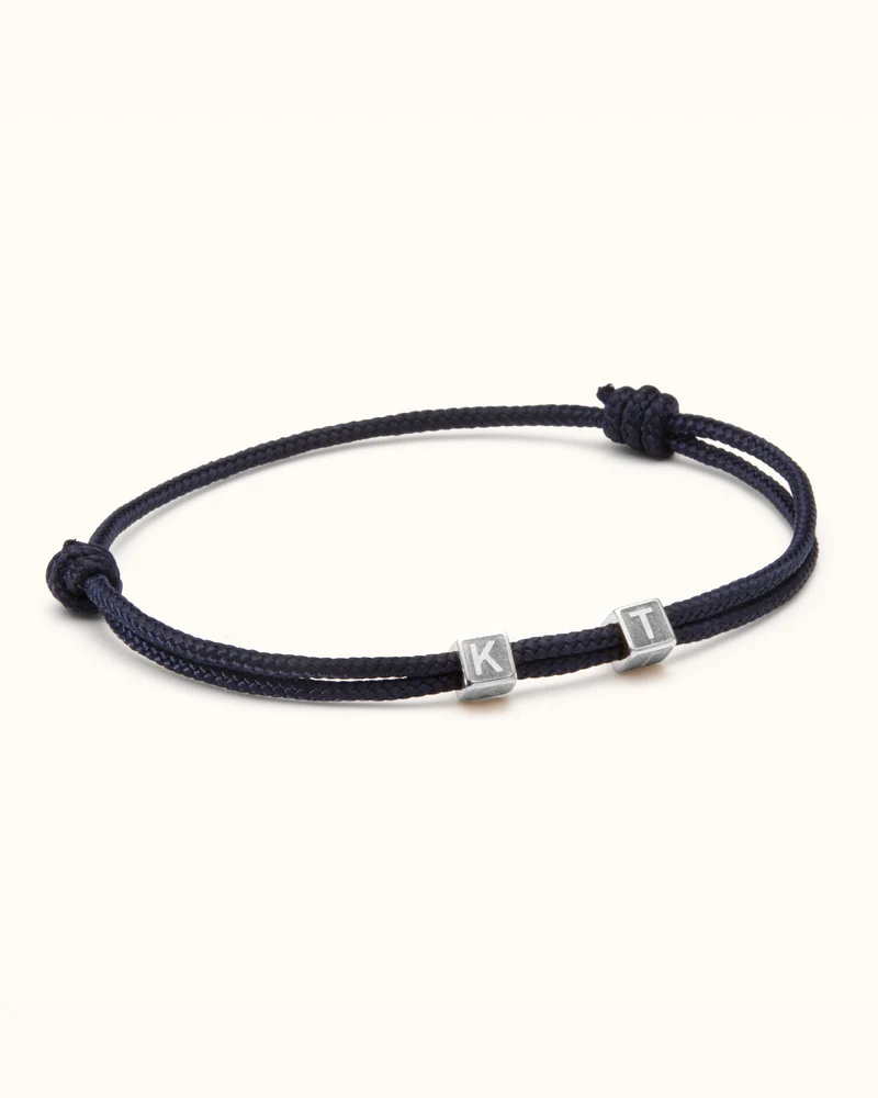 Mannen Initial Cube Armband - Zilverkleurig staal - Gepersonaliseerde Heren Armband