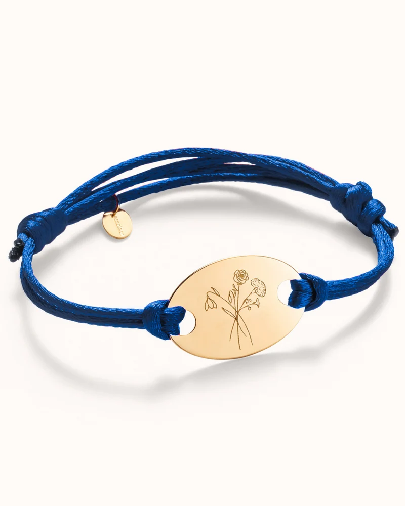 Oval Geboortebloem Boeket Armband - Verguld - Gepersonaliseerde Armband