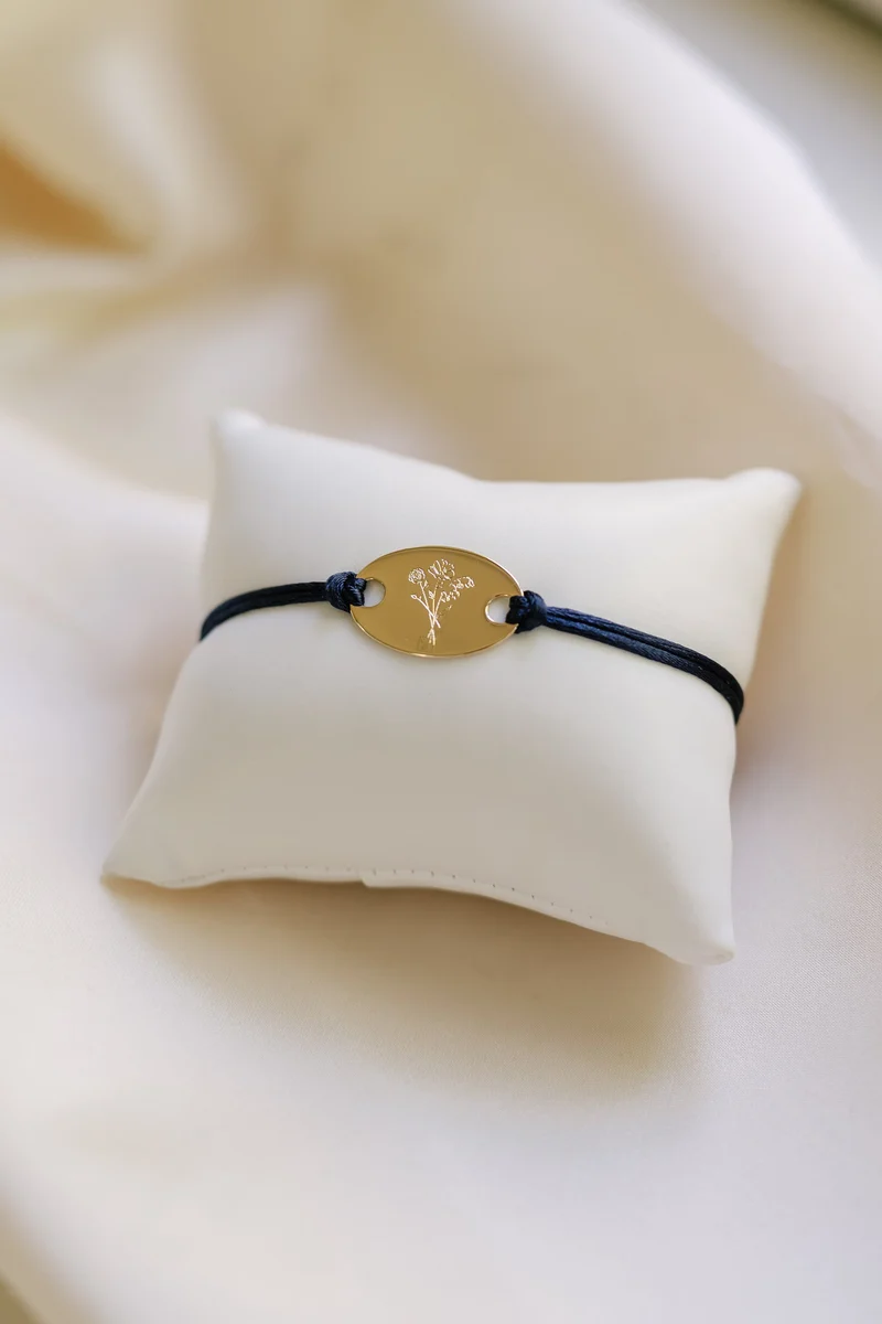 Oval Geboortebloem Boeket Armband - Verguld - Gepersonaliseerde Armband