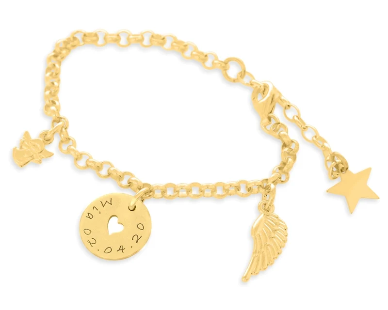 Armband Taufe Kommunion vergoldet Schutzengel Schmuck Flügel