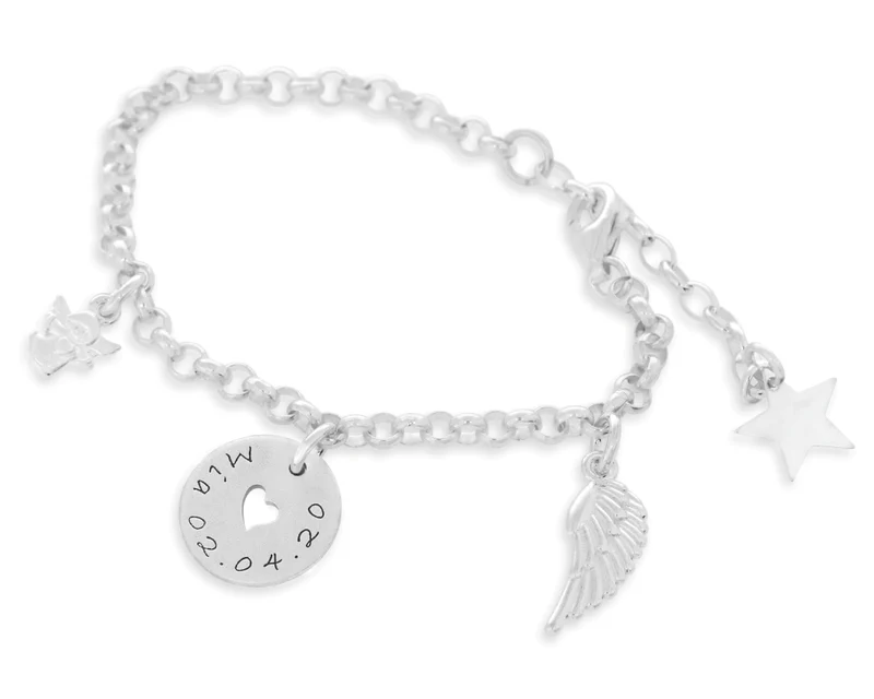 Silberarmband Taufe Gravur 925 Sterling Silber Engel