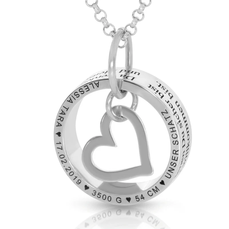 Namenskette 925 Sterling Silber Ring Gravur Mama Geschenk Geburt