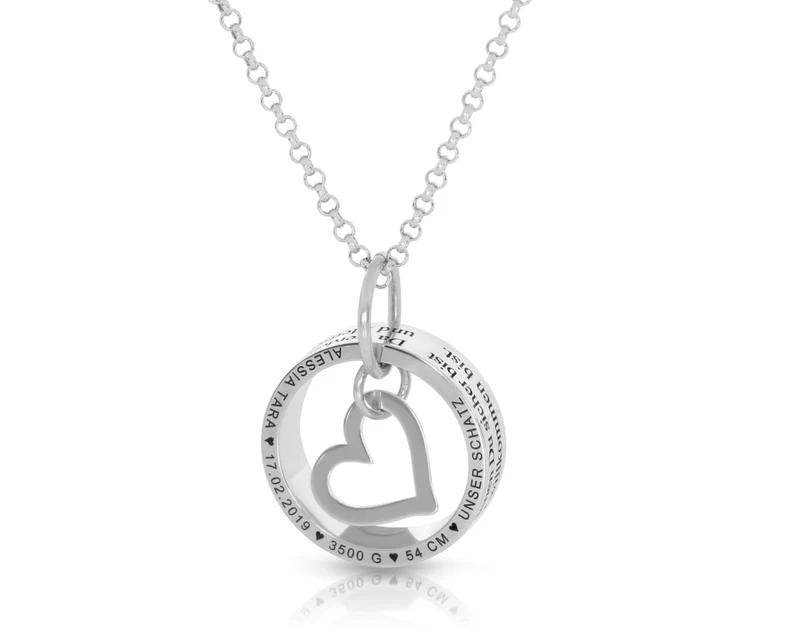Namenskette 925 Sterling Silber Ring Gravur Mama Geschenk Geburt