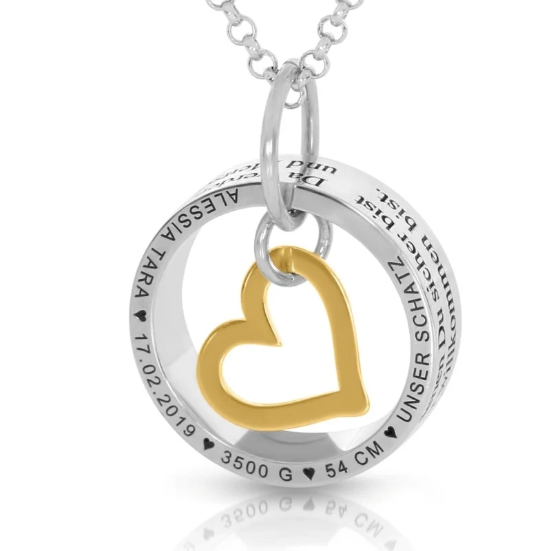 Namenskette Gravur Herz Schmuck gold 925 Sterling Silber Geburt Halskette