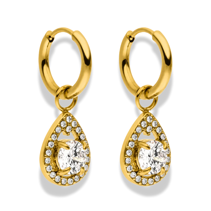 Glamorous Drop Huggie Hoop Ohrringe 14K Vergoldet