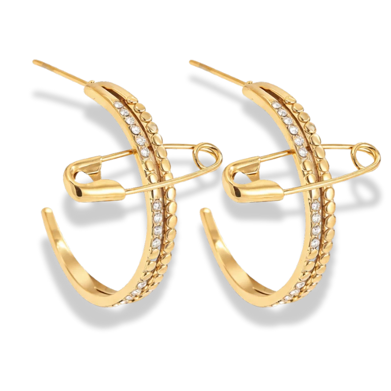 Safety Pin Ohrstecker 14K Vergoldet
