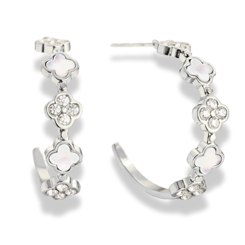Perlmutt Pave Flower Ohrstecker 14K vergoldet