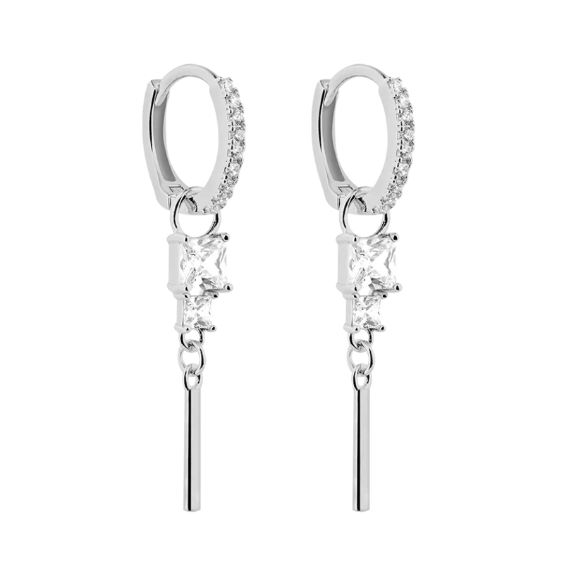 Pave Cube Dangle Ohrringe 14K Vergoldet