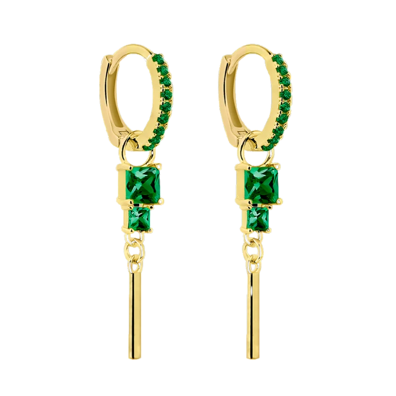 Pave Cube Dangle Ohrringe 14K Vergoldet