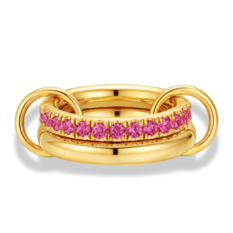 Pink Pave Infinity Flow Ring 18K Vergoldet