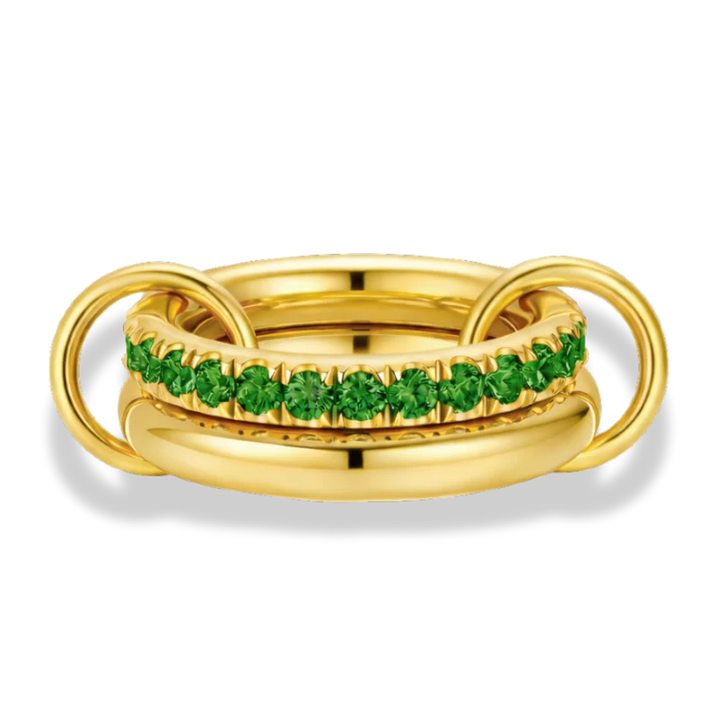 Emerald Pave Infinity Flow Ring 18K Vergoldet