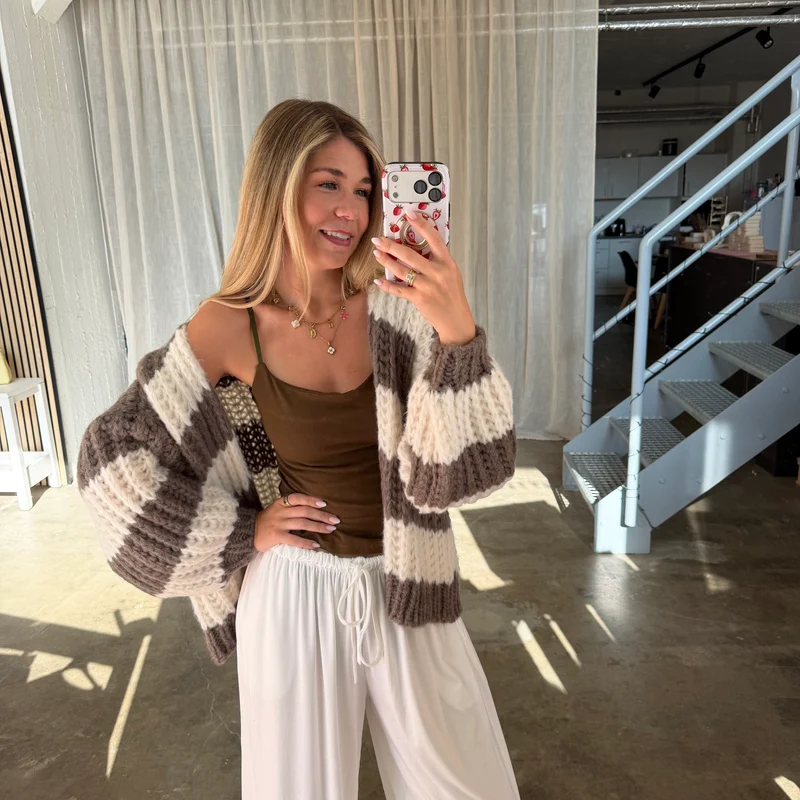 Spaghetti Träger Top - Olive Braun