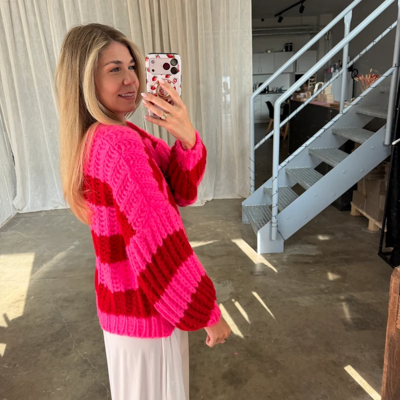 Strickjacke Lima - Neon Pink x Rot